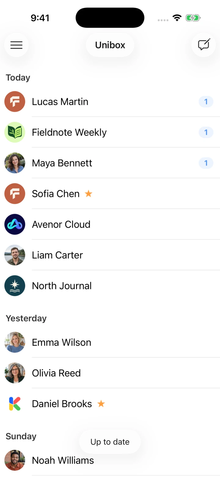 Unibox on iPhone: Unibox groups your emails by sender.