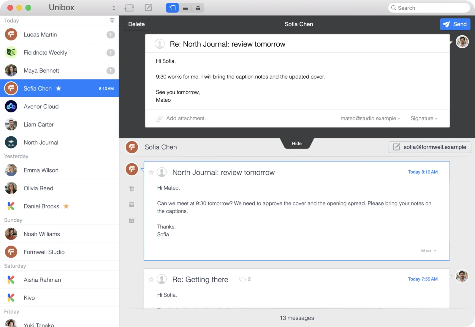 Unibox on Mac: Read and write in the same window.